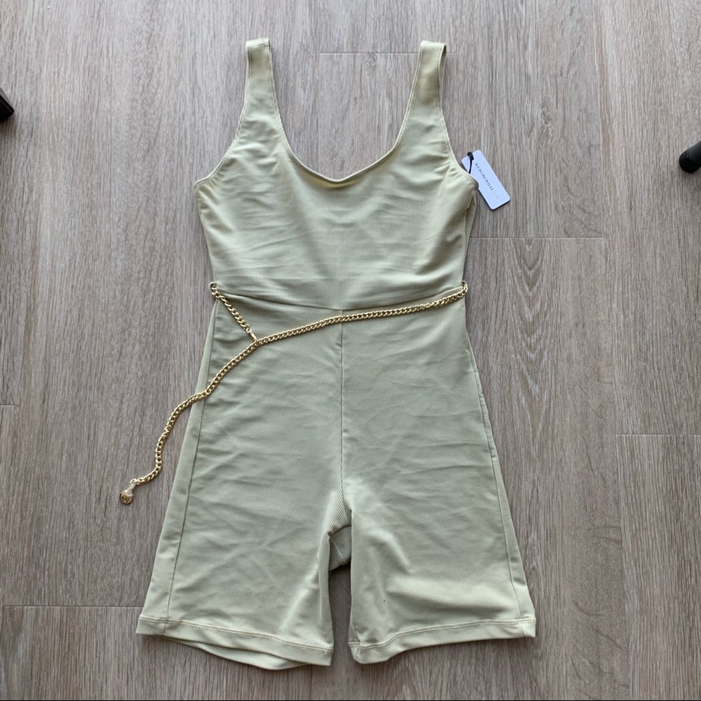 NWT WeWoreWhat Cream Bodysuit with Chain
